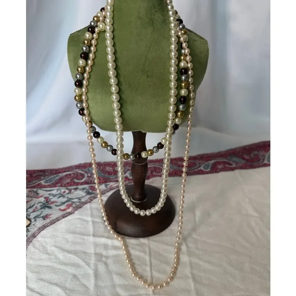 Vintage Faux Pearl Jewelry Lot Marvella Japan Necklaces Earrings Mid Century - Picture 8 of 14